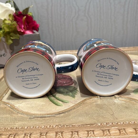 Set of Two Downeast Concepts Cape Shore Moose Moon Stars Cabin Mugs - Picture 11 of 12